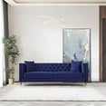 thumbnail image 5 of Pemberly Row Velvet Upholstered Rectangular Tight-Back Sofa in Blue, 5 of 6
