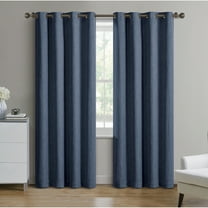 Better Homes & Gardens Woven Textured Grommet Blackout Curtain Panel, 1-Piece, Blue, 50" W x 84" L