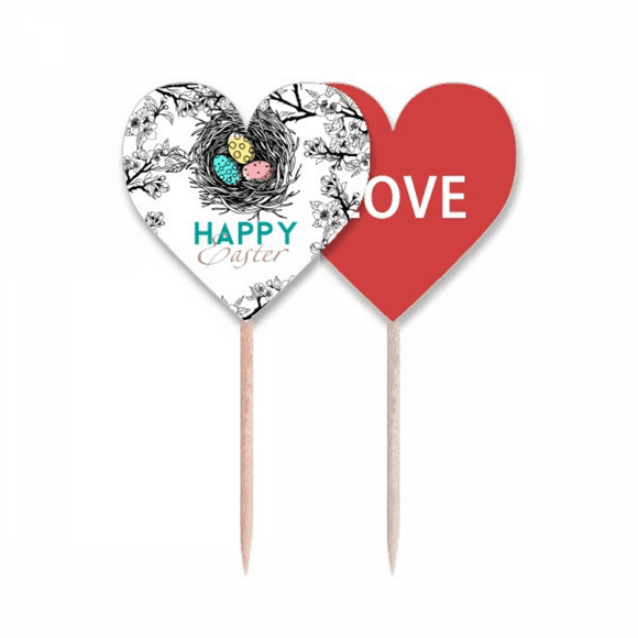 Happy Easter Festival Egg Nest Toothpick Flag LOVE Heart Lable Cupcake Pick