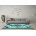 thumbnail image 3 of Ahgly Company Indoor Rectangle Medallion Light Blue Traditional Area Rugs, 2' x 5', 3 of 4