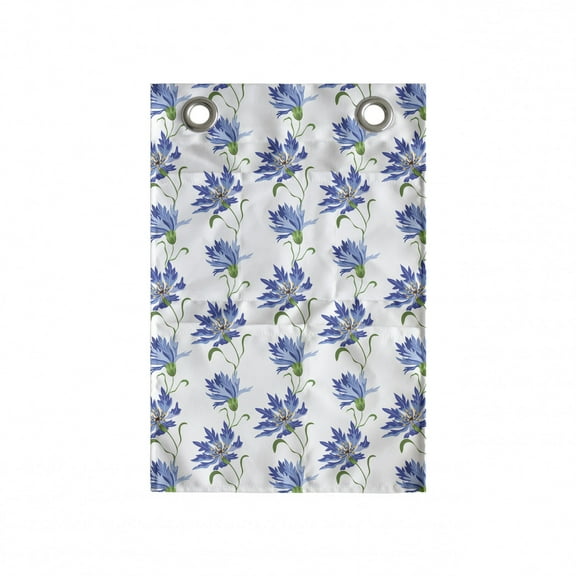 Floral Hanging Pocket Organizer, Repeating of Blooming Cornflowers, Printed Polyester Storage Bag with Pockets, 14" x 20", White Ceil Blue