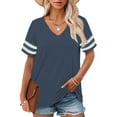 thumbnail image 2 of Delayuji Plus Size V Neck T Shirts Women Short Sleeve Tops Casual Summer Tshirts Loose Fit Tee Blue Xl Polyester,Spandex Short Sleeve Shirts for Women, 2 of 4