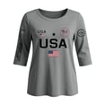 thumbnail image 4 of Trgacdwlo XL-5XL 1776-2026 250th Anniversary USA Shirts Letter Flag Print 3/4 Sleeve Shirts for Women Plus Size Independence Day Commemorative Women's 4th of July Shirts, 4 of 5