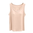 thumbnail image 4 of Bmisegm Built in Bra Tank Tops for Women Sleeveless Ribbed Round Neck Regular Fit Casual Solid Color Basic Vest Womens Tops Beige_002 XXL, 4 of 5