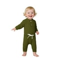 thumbnail image 7 of WOYY Outfits for Baby Girls Casual Solid Ribbed Long Sleeve Bodysuit Romper Pants Set, Sizes 0-18 Months, 7 of 7