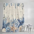 thumbnail image 4 of Blue Starfish Coastal Small Stall Shower Curtain, Waterproof Shower Curtains for Bathroom, Eucalyptus Summer Nautical Shell Retro Washable Fabric Bath Curtain for Bathtub with Hooks 36x72 Inches, 4 of 9