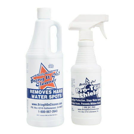 Hard Water Stain Remover Bring It on Cleaner & Sealant, Clean Shower Door, Tile and Grout, Windows, Fiberglass, Chrome, Toilets 32 oz hard water remover & 16 oz (Best Window Cleaner For Hard Water Stains)