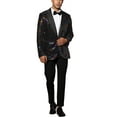 thumbnail image 2 of INSPIRE CHIC Sequin Blazer for Men's Peak Lapel Prom Party Shining Plaid Sports Coat S Multicolor, 2 of 5