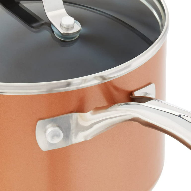 GOTHAM STEEL Copper Cast Cookware & Bakeware Ultra Nonstick Durable Coating  – Includes Fry, Stock Pots Baking Pans, 15 Piece Set, Brown
