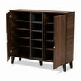 thumbnail image 3 of Baxton Studio Idina Mid-Century Modern Two-Tone Walnut Brown and Grey Finished Wood 2-Door Shoe Cabinet, 3 of 7