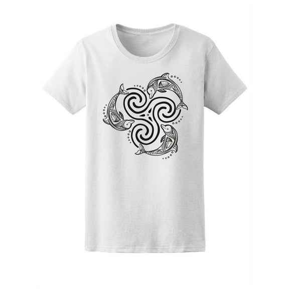 Tribal Dolphins Amazing Mandala T-Shirt Women -Image by Shutterstock, Female Large