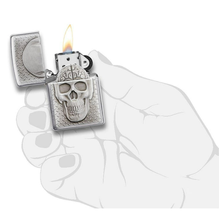 Zippo Skull with Brain Surprise Brushed Chrome Pocket Lighter