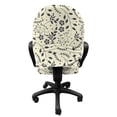thumbnail image 3 of Floral Office Chair Slipcover, Spring Flowers with Curled Leafy Branches Blooming Flora Concept, Protective Stretch Decorative Fabric Cover, Standard Size, Charcoal Grey Pale Green, by Ambesonne, 3 of 5
