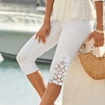 thumbnail image 3 of Capris Pants for Woman New Womens Knee Length Capris Leggings Floral Lace High Waist Workout Yoga Pants Sport Casual Cropped Trousers White XXL, 3 of 6