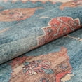 thumbnail image 3 of Well Woven Lotus Towne Terra Blue Vintage Medallion Persian 2'7" x 9'10" Runner Machine Washable Flat-Weave Area Rug, 3 of 8