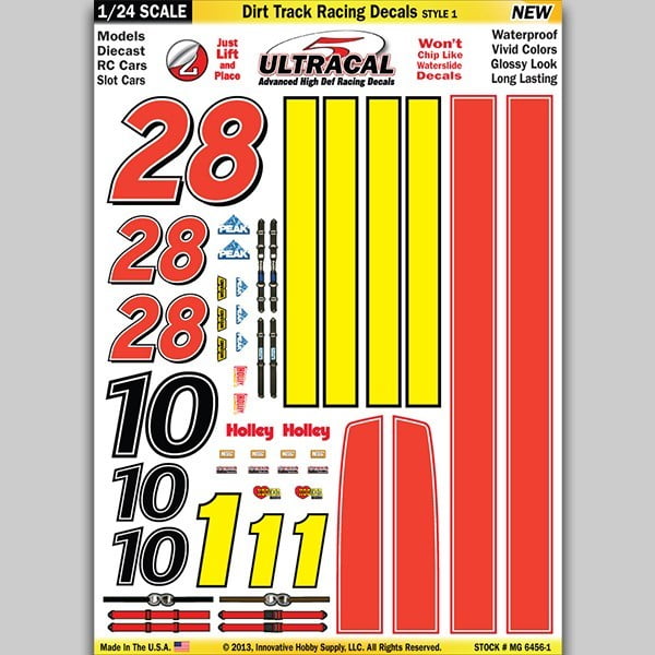 1/24 OFFY DIRT RACER  slot car decal sheets 4 to chose from 