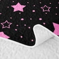 thumbnail image 5 of Manfei Cute Stars Polka Dot Bed Spread Queen,Playful Design Queen Coverlet Set,Black Pink,Pink Reversible,3 Pieces,1 Quilt and 2 Pillowcases, 5 of 7