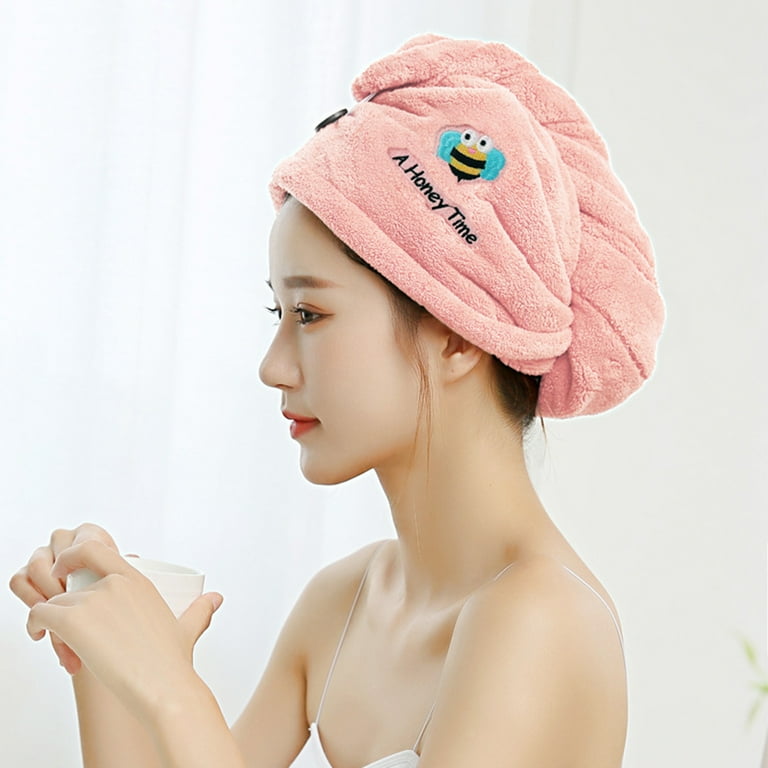 Honrane Hair Drying Cap Lint Free Strong Water Absorption Coral Fleece Women Girls Microfiber Dry Hair Towel Wrap for Hotel Walmart