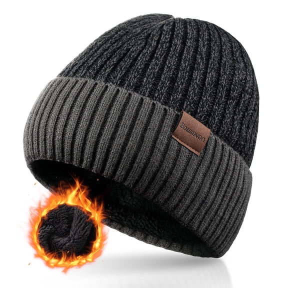 Winter Beanie Hat for Men Women: Warm Fleece Lined Beanie Knit Ski Stocking Cap Cuffed Cap for Cold Weather Running