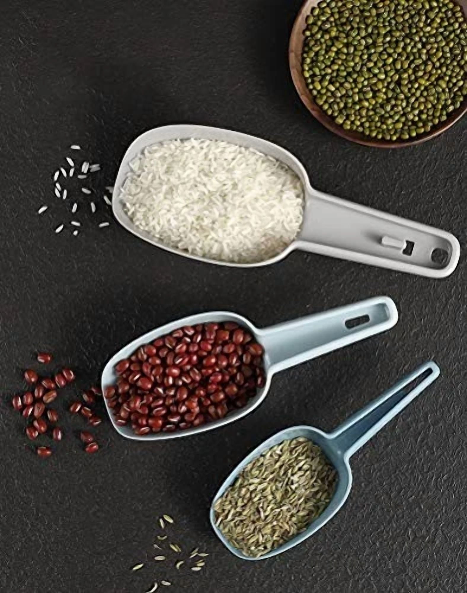 CRESTIN- Ice Scoop Set Of 3, Multi-Purpose Plastic Kitchen Scoops Bar Scooper F