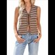 thumbnail image 3 of Suéter de Punto A Crochet para Mujer, Sin Mangas, con Cuello en V y Lazo Frontal, A Rayas, Estilo , para Verano 2025 Marrón M, 3 of 9