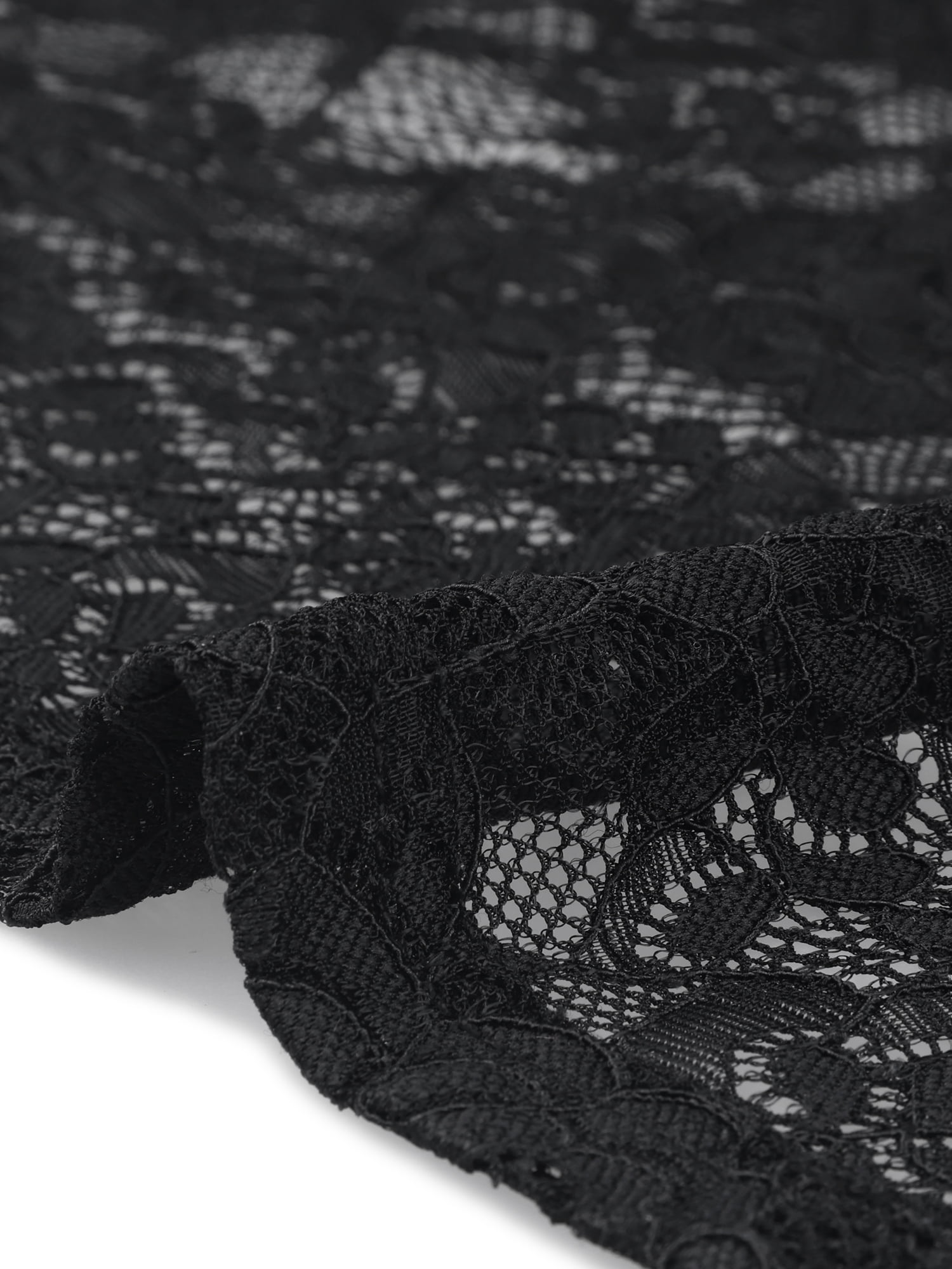DARING DIVA Women's Plus Size Lace Crochet 3/4 Sleeve Cover Up Jacket 6X Dark Black
