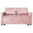thumbnail image 3 of Convertible Sofa Bed, 3-in-1 Pull-Out Sleeper Loveseat with Adjustable Reclining Backrest & Storage Ottoman, Space-Saving Design for Living Rooms & Small Spaces, Soft Pink Sofa, 3 of 9