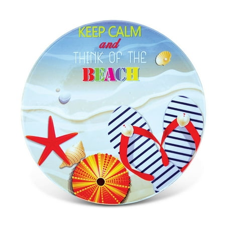 

Puzzled Ceramic Coaster Keep Calm And Think Of The Beach 0.5 Inch Thick Intricate & Meticulous Detailing Art Handcrafted Decorative Drinkware Board Coasters Beach Themed Home & Kitchen Accessory