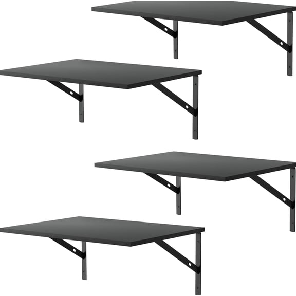 Deep Floating Wall Shelves with 4 Sets of Wide Black Wood Shelves 12 Inch, Black Shelves