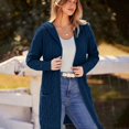 thumbnail image 2 of iHPH7 Long Cardigan Sweaters for Women's Outerwear Hooded Cardigan for Women Knit Cardigans for Women Sweater Jacket for Women Sweater Coats for Women Fall Clothes Dark Blue M, 2 of 9