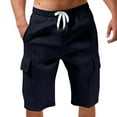 thumbnail image 2 of kamemir Athletic Shorts for Men Men’s Linen Shorts Casual Drawstring Summer Beach Shorts Navy,XL, 2 of 6