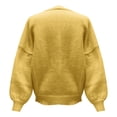 thumbnail image 7 of VISALY Cropped Cardigan Open Front Cardigan Bow Tie Cardigan Sweaters Crew Neck Long Sleeve Ribbed Knit Tie Front Crochet Knit Jumper Top Outwear Coat Chunky Knit Cardigan Crochet Cardigan Yellow S, 7 of 7