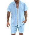 thumbnail image 2 of GERsome Mens Summer 2 Piece Outfits Short Sleeve Button Down Shirts and Shorts Lounge Matching Sets S-2XL, 2 of 6