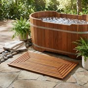 Bare Decor Oiled Finish Solid Teak Wood Giza Shower, Spa, Door Mat