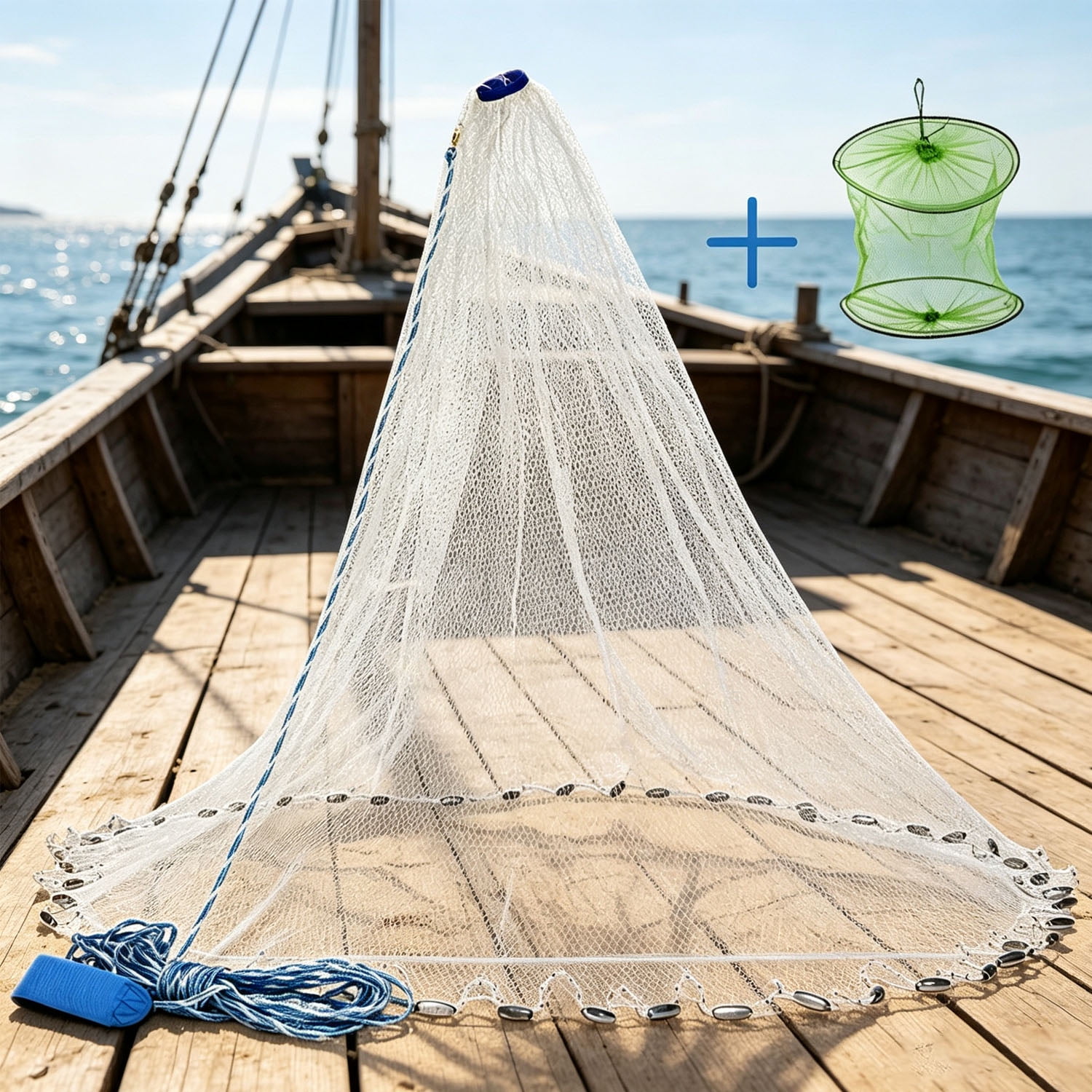Ghosthorn Cast Net Mesh Hand Cast Fishing Net Saltwater Bait Casting Net 4/6/8FT Radius Size