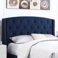 thumbnail image 2 of Roundhill Furniture Nantarre Velvet Upholstered Wingback King Bed in Blue, 2 of 8