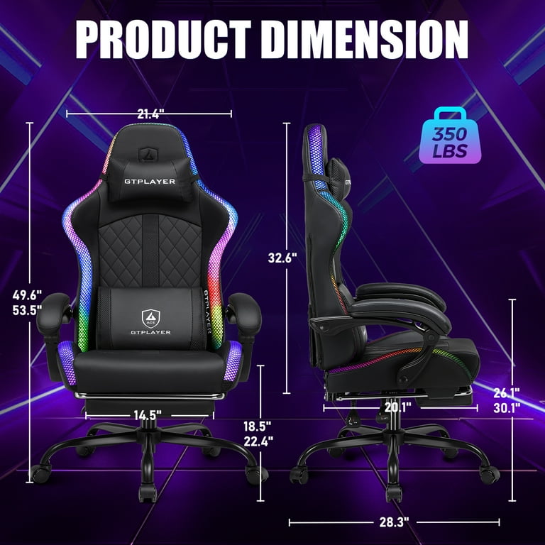 GTPLAYER RGB Gaming Chair, Computer Gamer Chair with Footrest and