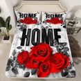 thumbnail image 2 of Homewish Red Floral Rose 4-Piece Full Size Sheets for Teens Female Men,Flying Butterflies Bed Sheets,Rustic Retro Vintage Lightweight Sheet Sets,Breathable Home Decor, 2 of 7
