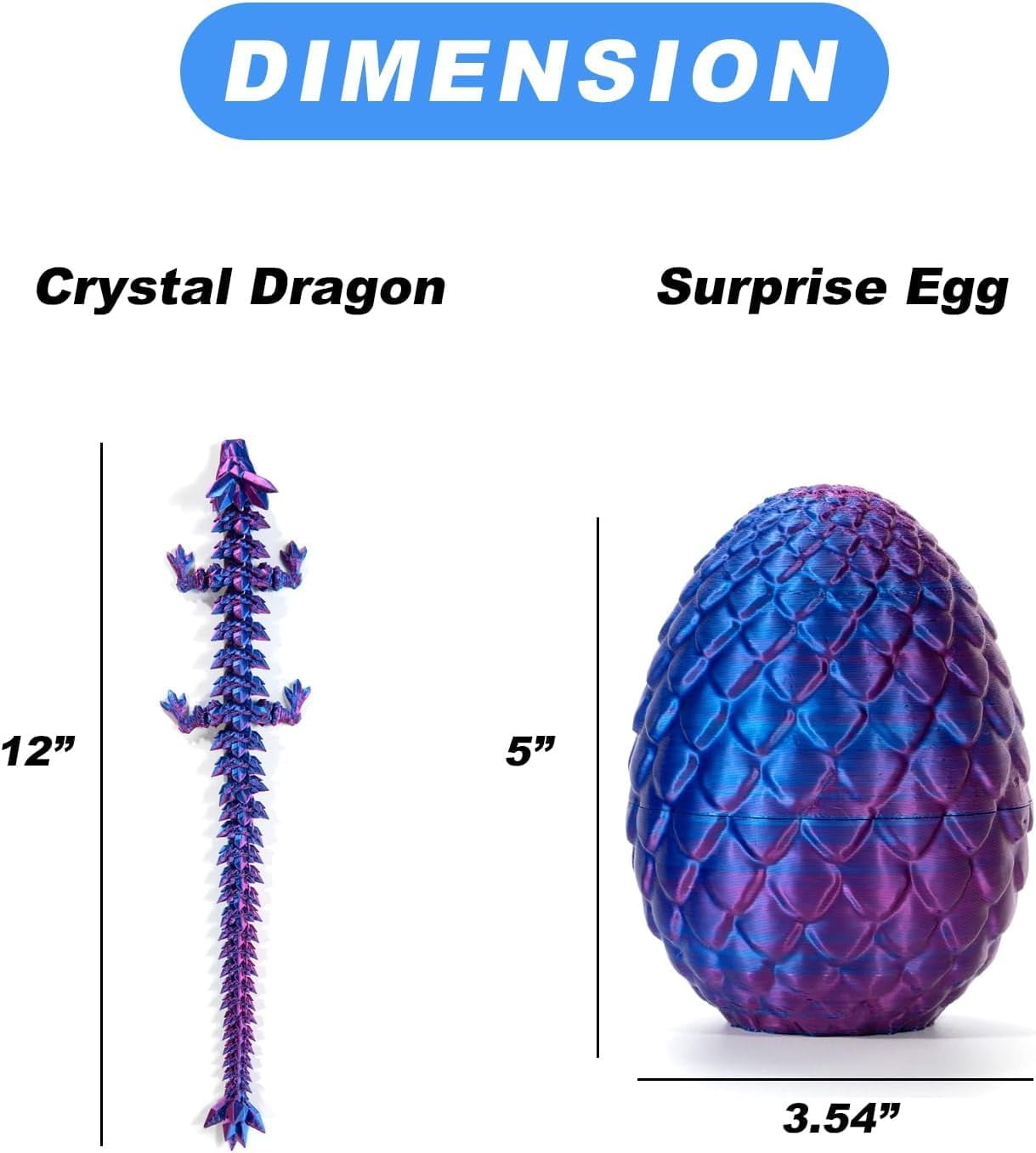 3D Printed Crystal Dragon Egg 3D Dragon Fidget Spinner Articulated