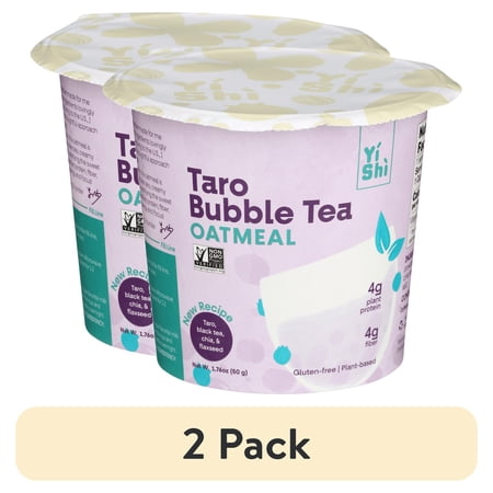 (2 pack) YISHI Taro Bubble Tea Instant Hot Oatmeal 1.76 ounce with Cane Sugar