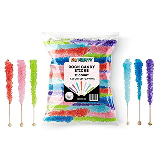 Variety Rock Candy on a Stick (72 Pack) BULK Rainbow Assortment Pure