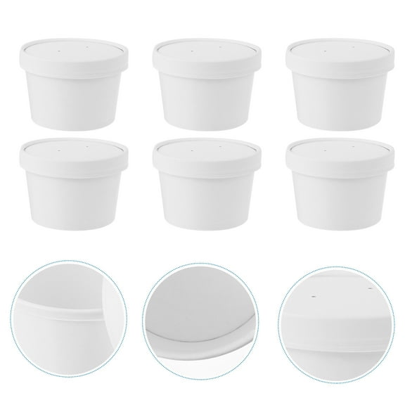 CIMAXIC 25 Sets of White Ice Cream Paper Cups Moisture Resistant for Desserts