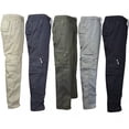 thumbnail image 3 of Hirigin MENS CASUAL ELASTICATED WAIST CARGO COMBAT TROUSERS PANTS WORK RUGBY BOTTOMS, 3 of 5