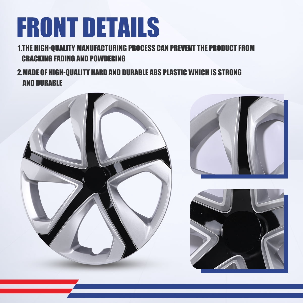 1 Piece 16" Hubcap Wheel Rims Cover For 2016-2018 Honda Civic SEDAN Compatible With Steel Wheels Snap On Installation ABS+PC Material(16-Inch,Silver Lacquer & Black Lacquer)