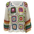 thumbnail image 4 of Crochet Tops for Women Spring Summer Boho Floral Shirts Coverups 2026 Summer Fall Outfits for Women(White,L), 4 of 4