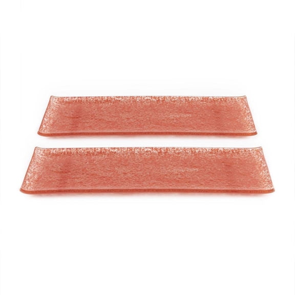 Glass Dinnerware 13.75" x 5" x h:0.5" Rectangular Red Glass Platter (Set of 2)