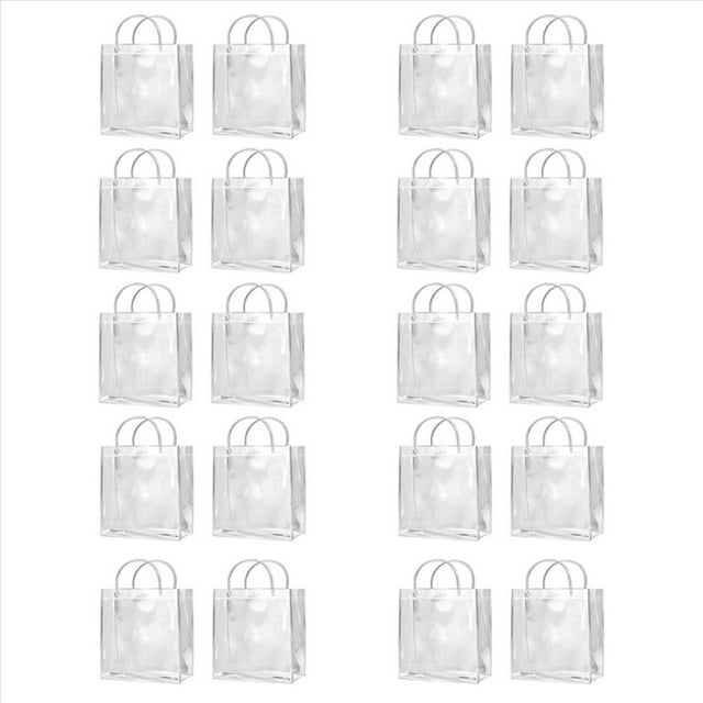 20 Bolsas de Regalo Transparentes con Asas, Bolsas de Compras Impermeables de PVC para JoyeríA, Dulces, Perfumes, , Bodas
