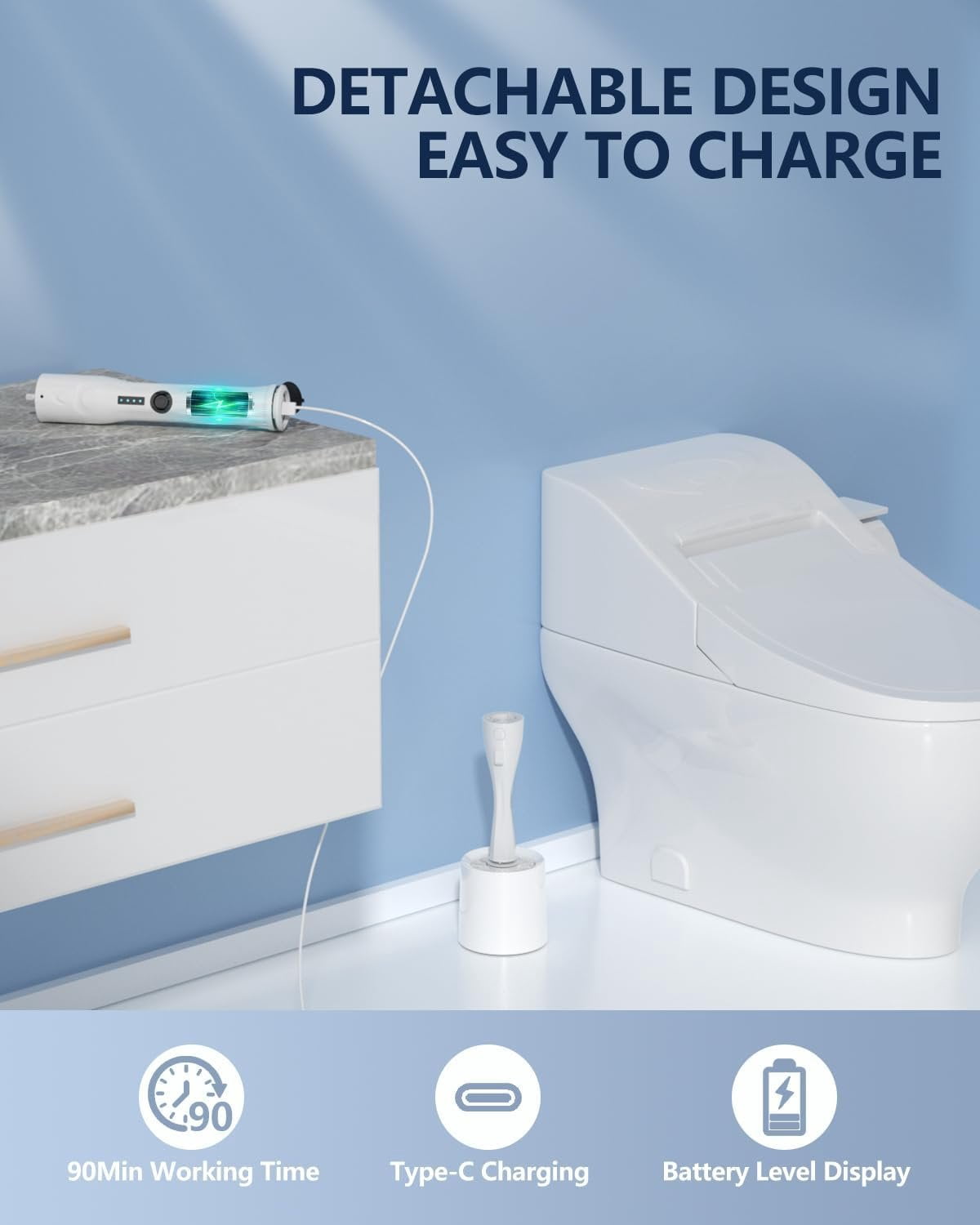 Electric Toilet Brush and Holder Set,  8 in 1 Electric Toilet Bowl Cleaning Kit with 8 Replaceable Brushes, Hard Nylon Brush and Soft  Brush, 6 Refills Disposable Cleaner Brush