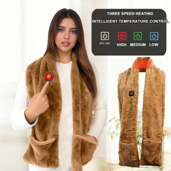 Roncen Neck Heating Pad-Three Temp Setings-USB Powered By Power Bank,Heated scarf for Women/Men