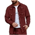 thumbnail image 2 of Donemore Men's Waffle Texture Shirt Jacket Snap Button Front Multiple Pockets Casual Outdoor Loose Fit Long Sleeve Solid Color Coat, 2 of 6